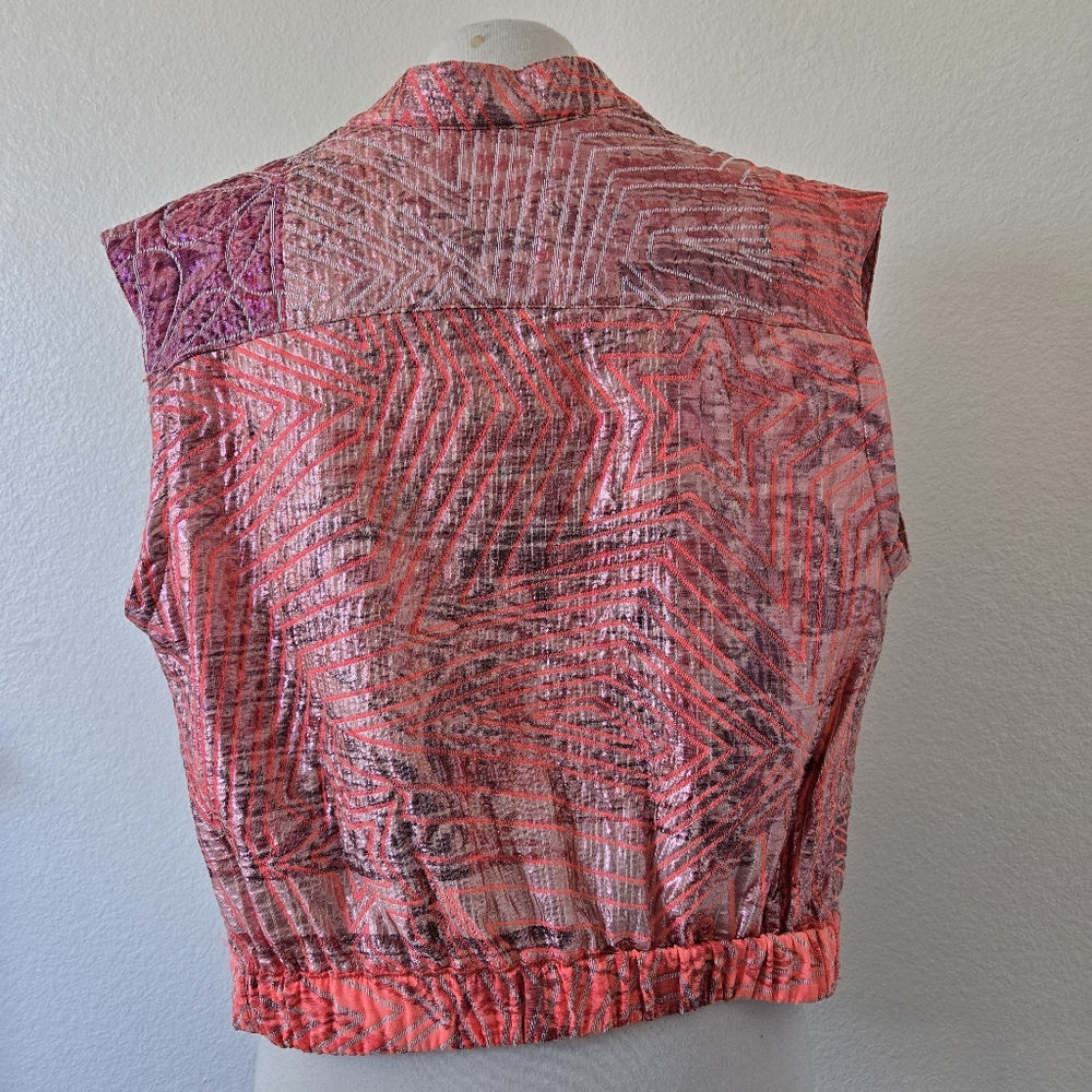 FORTE FORTE Patterned Jacquard Open front Gilet Vest Jacket Cardigan Size 1 Glam - Picture 4 of 16